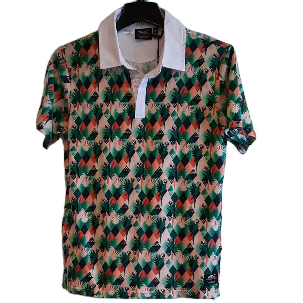 NEW Wesc Tropical Abstract Colorful Rugby Polo Shirt UNISEX Men (M) Women (L)